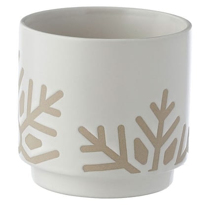 Kruka i stenkeramik med snöflinge-relief – liten - Bild 2