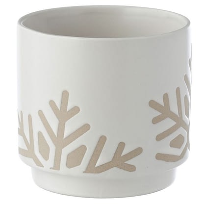 Kruka i stenkeramik med snöflinge-relief – liten - Bild 3