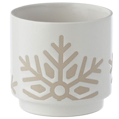 Kruka i stenkeramik med snöflinge-relief – liten - Bild 4